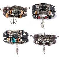 [ladies jewelry] Eif D Ock Boho สร้อยข้อมือวินเทจหลายชั้นหนังสร้อยข้อมือเชือกโซ่ห่อสร้อยข้อมือชุดเสน่ห์นกฮูกกำไลสำหรับผู้ชายเครื่องประดับ