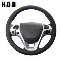 Black Artificial Leather Hand-stitched Car Steering Wheel Cover for Ford Explorer 2011-2019 Taurus 2013-2019 Edge 2011-2014