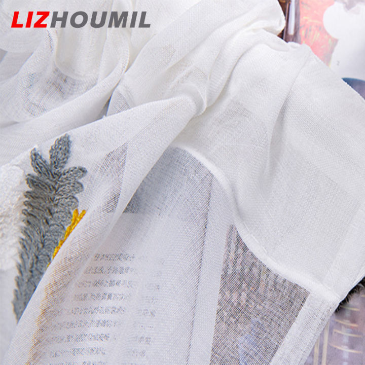 lizhoumil-ผ้าปักลายไฟฉายพกพาราวผ้าม่านสั้นสำหรับห้องครัวม่านหน้าต่างโปร่งสำหรับตกแต่งบ้าน