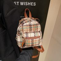 [COD] Fashionable foreign style niche autumn womens bag 2022 new plaid backpack personality texture simple