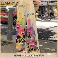 Lemary 2023แฟชั่นใหม่กางเกงขาบานสำหรับผู้หญิง,เสื้อผ้าแนวสตรีทพิมพ์ลายกราฟฟิตีมีสไตล์