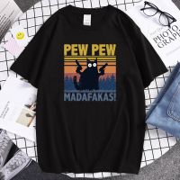 Funny Cat Pew Pew Madafakas Kawaii Anime Summer Cool Half Sleeved T Shirt Printed T Shirts Top Men Harajuku Black Tshirt S-4XL-5XL-6XL