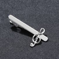 【hot】 New Tie Mens Metal Necktie Bar Musical Note Design Clip Accessories Business Men for Hubby