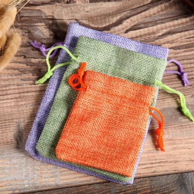 Reusable Cotton Drawstring Bag Sundry Bag Drawstring Gift Bag Solid Simple Candy Bag 1 Piece