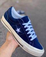 รองเท้า converse หนังกลับ สีน้ำเงิน สินค้าพร้อมส่ง