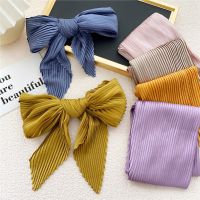 【CC】□❄  70cm Soft Scarf Silk Pleated Neck Scarves Headscarf Small Color Crinkled Hair Neckerchief