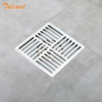 15 x 15 Square Bathroom Shower Drain Floor Drain Trap Waste Grate Chrome Brass Grid Drain  by Hs2023