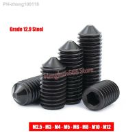 M2.5 M3 M4 M5 M6 M8 M10 M12 Hex Hexagon Socket Set Screws Cone Point Grub Screw DIN 914 Grade 12.9 Steel Black