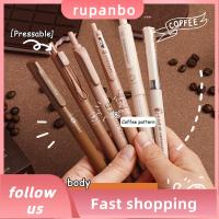 RUPANBO039392692 5ชิ้นค่ะ ปากกากาแฟน่ารัก ปากกาเน้นข้อความ 0.5มม. ปากกาหดได้ น่ารักน่ารักๆ กาแฟและกาแฟ ปากกาหมึกเจล บ้านในบ้าน