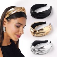 New Fashion Women Hairband Soft PU Leather Headband Soft Vintage Headwear Shining Hair Hoop Turban Hair Accessories Wholesale