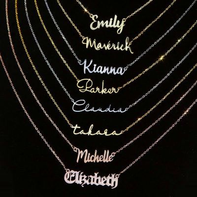 Custom Fashion Stainless Steel Name Necklaces for Women Personalized Customized Gold Choker Necklace Jewelry Nameplate Pendant