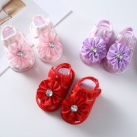 Baby Girls Flower Sandals Summer Soft Sole Flat Princess Diamond Dress Shoes Infant Non-Slip First Walkers Crib Footwear 0-18M