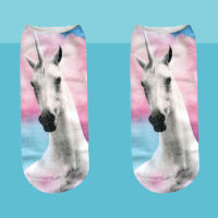 3pcsLot Animal Unicorn Panda Print Sock Cute Floral Socks Women Harajuku Art Socks Funny Cotton Kawaii Ankle Happy Socks White