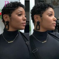 Short Bob Natural Pixie Cut Wigs Loose Wave Curly Human Hair Wigs Brazilian Cheap Machine Made Wigs for Women On Sale Clearance