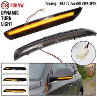 2ชิ้นสำหรับ VW Volkswagen Touareg I MK1 7L 2007 2008 2009 2010ไฟไฟ LED ต่อเนื่องกระจกด้านข้างไฟสัญญาณเลี้ยวแบบไดนามิก