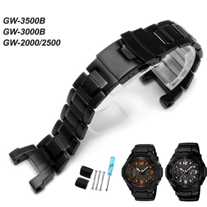 สายนาฬิกาสแตนเลสแข็งสำหรับ-casio-g-shock-gw-3500b-gw-3000b-gw-2000-2500-g-1000-สายรัดข้อมือโลหะสร้อยข้อมืออุปกรณ์เสริม