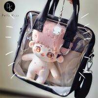 ZZOOI Japan Itabag Square Bag 3 Ways Ladies Nylon Shoulder Bag Grils Kawaii Ceossbody Bag Clear Ita Bag Cute Shopping Bag for Women