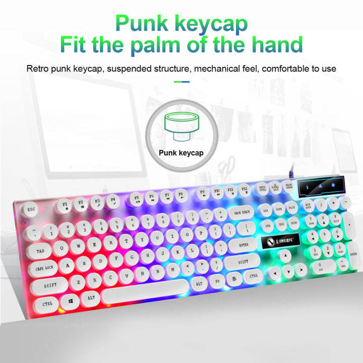 seynli-flash-led-gaming-keyboard-keycaps-gradient-punk-round-key-board-for-samsung-xiaomi-pc-laptop-wired-keyboard-104-keys