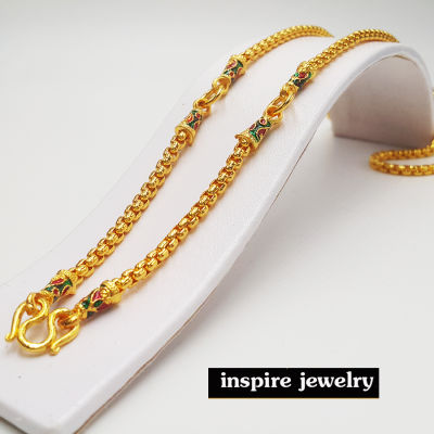 Inspire Jewelry ,สร้อยคอ ลายบล็อคต่อห่วงใส่พระได้สามองค์ ยาว 24นิ้ว งานลงยาลายไทย ตามแบบร้านเพชรร้านทอง ปราณีตมาก งานแฟชั่น #Inspire Jewelry , #gold Plated #เพชรพลอย,#gold,#necklace,#สร้อยคอทอง,#สังวาลย์ทอง,#InspireJewelry,#สร้อยข้อมือ
