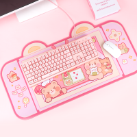 【 Cw】extra Large Kawaii Gaming Mouse Pad น่ารักหมีสีชมพูเค้ก XXL Big โต๊ะกันน้ำ Nonslip แล็ปท็อปอุปกรณ์เสริม