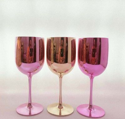 ถ้วยไวน์บอร์โดสีสันสดใสแบบเคลือบแก้วไวน์แดงถ้วยทรงสูงถ้วยชิมสีสันสดใส