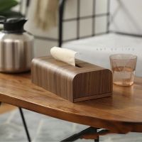 Simple Luxury Living Room Tissue Box Walnut Wood Bathroom Paper Box Table Desktop Storage Box Wooden Tissue Case Home Ornament Tissue Holders