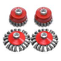 4 Pack 3 Inch Twisted Knotted Carbon Steel Wire Wheels Steel Wire Brush Angle Grinder Combination Set