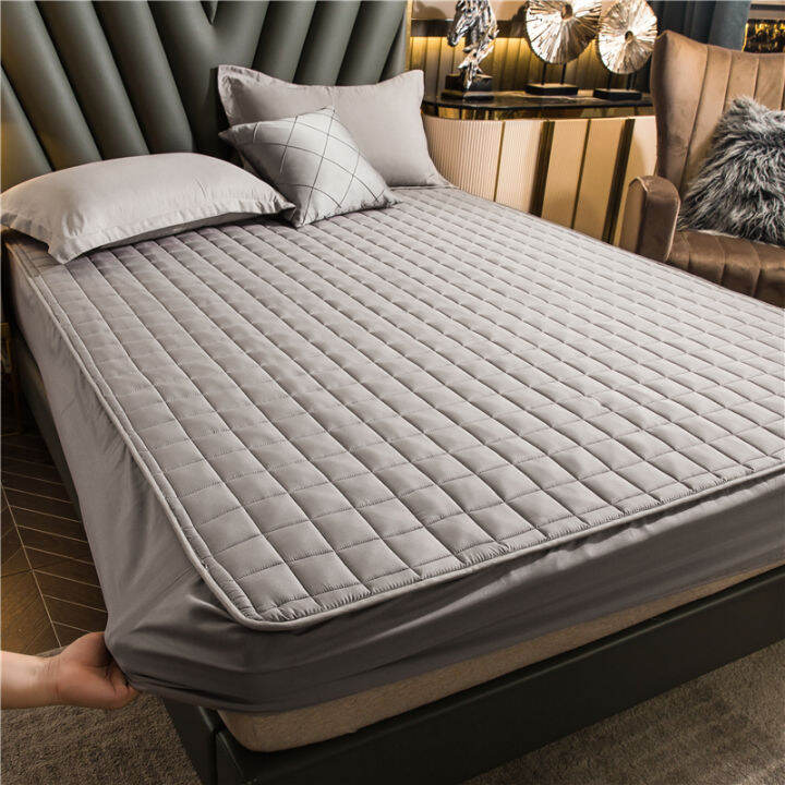 bed-cover-solid-mattress-protector-elastic-band-sanding-breathable-linens-bed-mattress-cover-mattress-pad-no-pillowcase