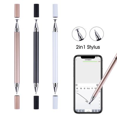 2 In 1 ปากกาสไตลัส หัวคู่ ปากกา Capacitive สากล หน้าจอสัมผัส โทรศัพท์มือถือ เขียน อุปกรณ์เสริม จับสบาย ความไวสูง กันลื่น