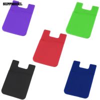 Supp♘ Solid Color Silicone ID Credit Card Sleeve Earphones Storage Phone Back Case