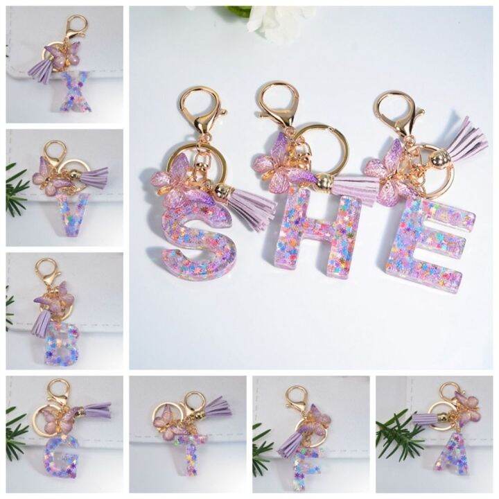 ROOKIE Initials Alphabet A To Z 26 Alphabet Keyring A To Z 26 Butterfly ...