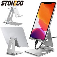 【cold noodles】 STONEGO ที่วางโทรศัพท์ยืนสำหรับ iPhone 11 Xiaomi Mi 9ที่วางโทรศัพท์โลหะพับโทรศัพท์มือถือยืนโต๊ะสำหรับ iPhone 7 8 X XS