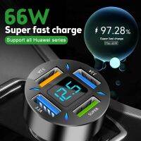 {: "》" 66W Volt Meter Mobil 4พอร์ต USB ที่ชาร์จแบตในรถชาร์จเร็ว PD ชาร์จเร็ว3.0 USB C โทรศัพท์ในรถยนต์อะแดปเตอร์ชาร์จในรถยนต์สำหรับโวลต์มิเตอร์โทรศัพท์