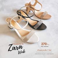 ?? พร้อมส่งจากไทย ?? รองเท้าไซส์ใหญ่ รองเท้ารัดส้น Zara Wink ส้นสูง 2 นิ้ว ไซส 36-45 กระดุมแป๊ก ใส่ง่าย แต่งเพชร Luxury Big size