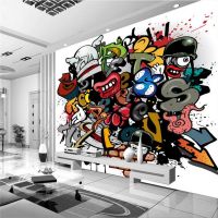 【CW】 beibehang  Custom Wall Paper Room Background Graffiti Hip Hop Color Covering Mural Wallpaper