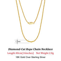 Rinntin 925 Sterling Silver 1.2mm Gold Diamond-Cut Rope Chain Necklace For Women Fashion Silver Luxury Necklace Jewelry SC29