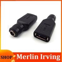 Merlin Irving Shop 5V USB Female Jack to Round Head Hole 5.5 x 2.1mm Female Jack DC Power Interface Conversion Charger Adapter Connector