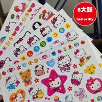 Hellokitty สติกเกอร์รอยสักกันน้ำสำหรับเด็กผู้หญิง6แผ่นลายการ์ตูนน่ารักทนทานสำหรับเด็กทารกสติกเกอร์รอยสัก