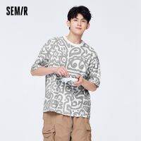 SEMIR แขนสั้นเสื้อยืดผู้ชายผิดปกติเต็มพิมพ์2022ฤดูร้อนใหม่อินเทรนด์เย็นฮิปฮอปชายถักยอดนิยม Ins