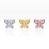 PiercingRoomByJay Mini Butterfly CZ Internal Threaded Flat Back เงินแท้