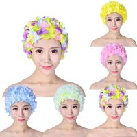 3D Flower Women Bathing Cap Handmade Breathable Swimming Bath Cap Soft Long Hair Diving Hood Ear Protection Pool Accesories