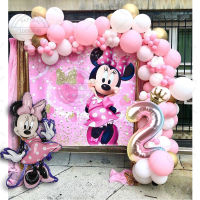 CW1set ลูกโป่งสีชมพู Garland Arch ชุด Mouse Theme วันเกิด Party ฟอยล์ Ball Decor หญิง1 2 3 4th Baby Shower Globos