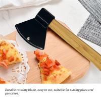 Pizza Slicer Stainless Steel Kitchen Pizza Divider Rotating Bamboo Handle Dough Slicing Tool