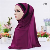 【Miki Xinyuan】2ชิ้น AmiraWomenHead ผ้าพันคอ2 In 1 Muestriped Shawl Jersey Turbans