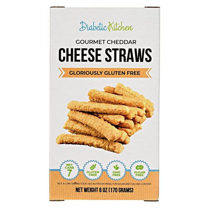 Diabetic Kitchen Gluten Free Cheese Straws Low Carb Snacks, 7 Net