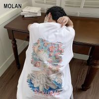 MOLAN คอกลมผู้ชายพิมพ์ลายลำลองเสื้อยืดแขนกุดเสื้อเท่และระบายอากาศ