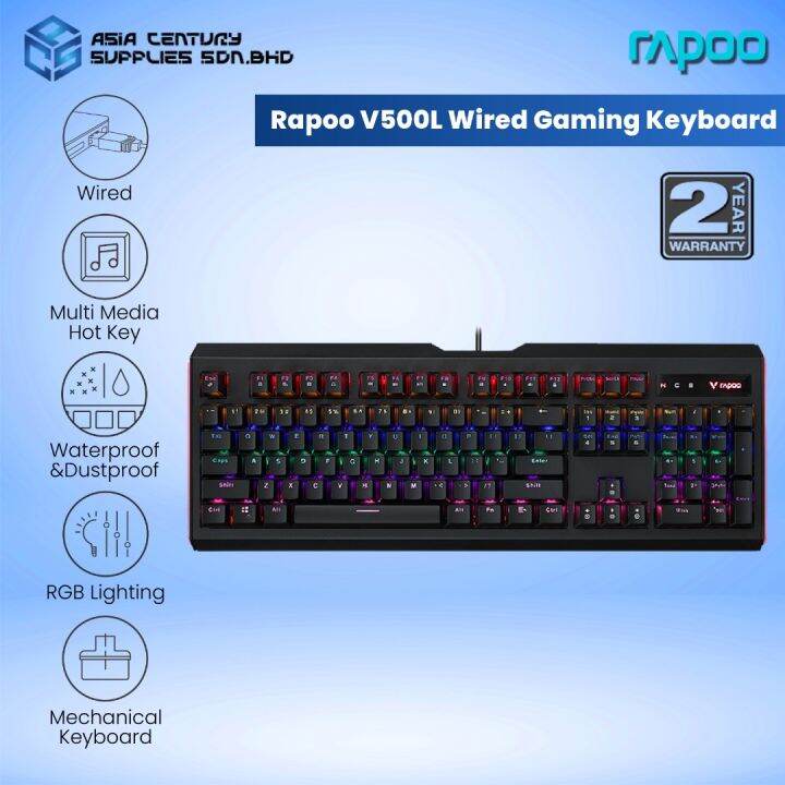 Rapoo V500L Wired Backlit Mechanical RGB Gaming Keyboard [2 Years ...