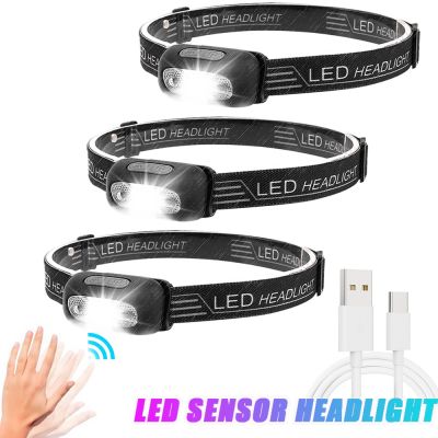 hot！【DT】 Sensor Headlamp Headlight Built-in Battery USB Rechargeable Outdoor Camping Torch Lights
