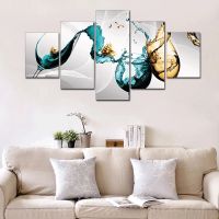 5 Panels Wine Glass Abstract Luxury Canvas Art Painting Prints Modern Wall Decorative Picture for Living Room Home Decor Unframe