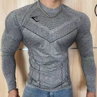 GYMSHARK out-of-print seamless phantom five dynasties male muscle fitness tights high elastic long sleeve T-shirt